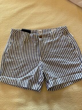 GAP Blue and White Striped Women's Bermuda Shorts